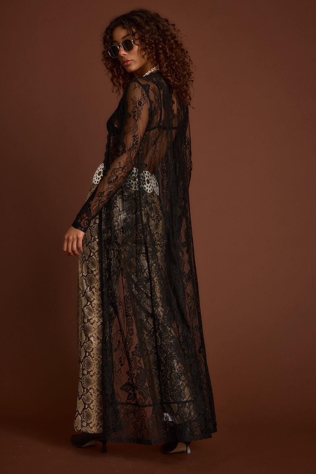 Ambrose Black Lace Kimono