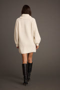 Beau Cream Turtleneck Sweater Mini Dress