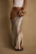 Dolce Golden Ombre Satin Maxi Skirt