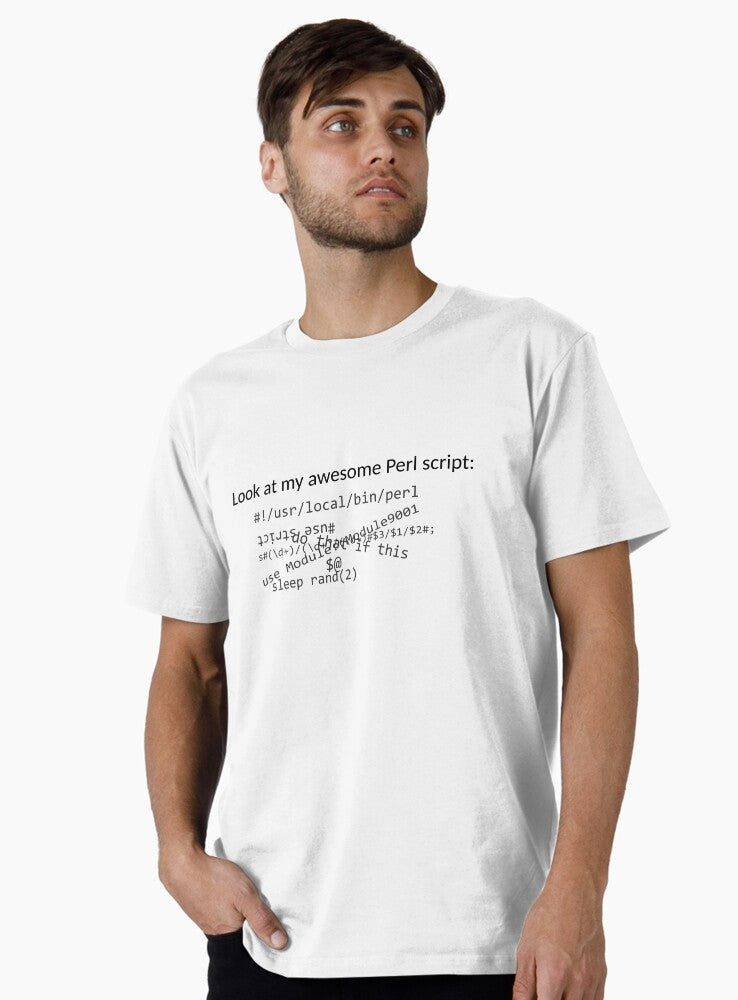 Perl Scripts Are Awesome - Retro Coding Language Graphic Shirt White