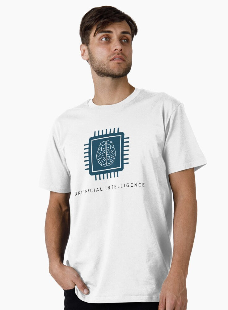 AI Artificial Intelligence Super Computer Chip Tech Shirt White